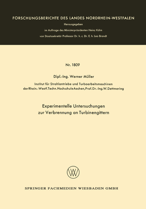 Experimentelle Untersuchungen zur Verbrennung an Turbinengittern von Mueller,  Werner