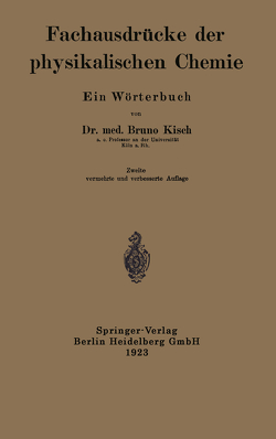 Fachausdrücke der physikalischen Chemie von Kisch,  Bruno