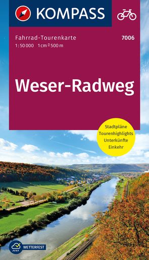 KOMPASS Fahrrad-Tourenkarte Weserradweg 1:50.000