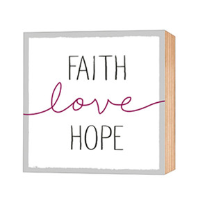 Faith-Love-Hope – Holz-Deko-Bild 12×12