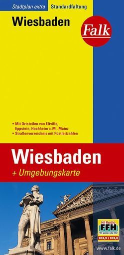 Falk Stadtplan Extra Standardfaltung Wiebaden mit Ortsteilen von Eltville, Eppst