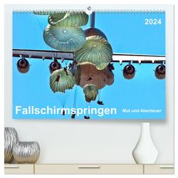 Fallschirmspringen – Mut und Abenteuer (hochwertiger Premium Wandkalender 2024 DIN A2 quer), Kunstdruck in Hochglanz von Roder,  Peter