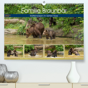 Familie Braunbär – Kräftemessen im kühlen Nass (Premium, hochwertiger DIN A2 Wandkalender 2021, Kunstdruck in Hochglanz) von Photo4emotion.com