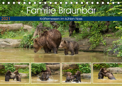 Familie Braunbär – Kräftemessen im kühlen Nass (Tischkalender 2021 DIN A5 quer) von Photo4emotion.com