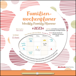 Familien Wochenkalender Dots 2023 – Familien-Timer – Termin-Planer – Kinder-Kalender – Familien-Kalender – 30,5×30,5