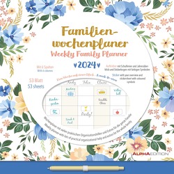 Familien Wochenkalender Flowers 2024 – Familien-Timer – Termin-Planer – Kinder-Kalender – Familien-Kalender – 30,5×30,5