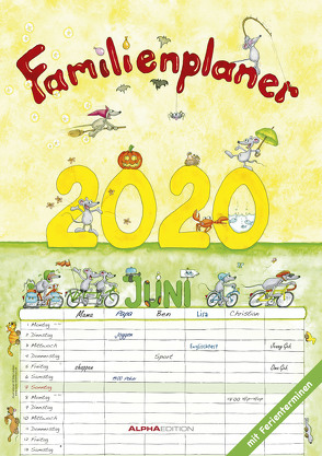 Familienplaner 2020 – Familienkalender A3 (30 x 42) – mit 6 Spalten – mit Ferienterminen – Wandplaner von ALPHA EDITION, Leskin,  Silke