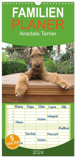 Familienplaner 2024 – Airedale Terrier mit 5 Spalten (Wandkalender, 21 x 45 cm) CALVENDO von Rottmann,  Gaby