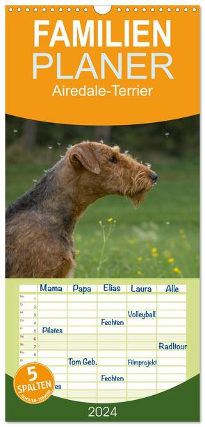 Familienplaner 2024 – Airedale-Terrier, was sonst! mit 5 Spalten (Wandkalender, 21 x 45 cm) CALVENDO von Janz,  Michael