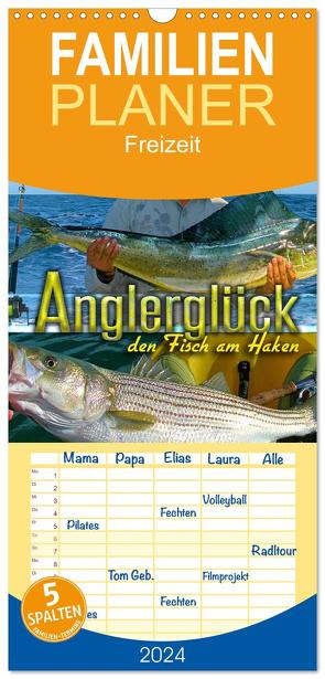 Familienplaner 2024 – Anglerglück – den Fisch am Haken mit 5 Spalten (Wandkalender, 21 x 45 cm) CALVENDO von Utz,  Renate