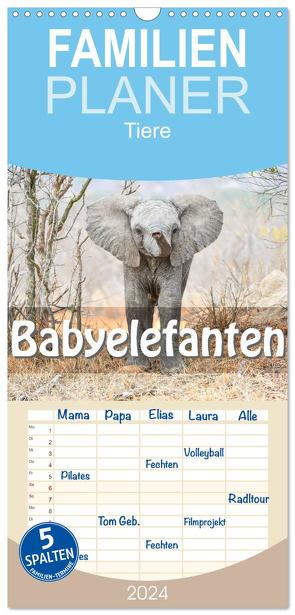 Familienplaner 2024 – Babyelefanten mit 5 Spalten (Wandkalender, 21 x 45 cm) CALVENDO von Styppa,  Robert