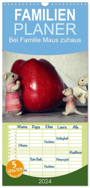 Familienplaner 2024 – Bei Familie Maus zuhaus mit 5 Spalten (Wandkalender, 21 x 45 cm) CALVENDO von Hain,  Heike Hultsch,  Sarah