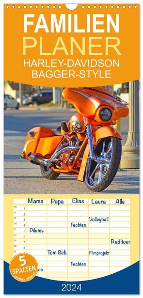 Familienplaner 2024 – BEST OF HARLEY-DAVIDSON BAGGER-STYLE mit 5 Spalten (Wandkalender, 21 x 45 cm) CALVENDO von Wolf,  Volker