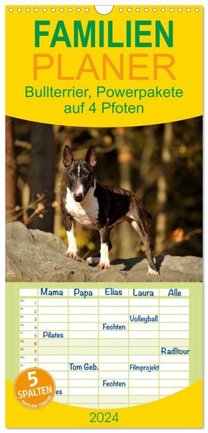 Familienplaner 2024 – Bullterrier, Powerpakete auf 4 Pfoten mit 5 Spalten (Wandkalender, 21 x 45 cm) CALVENDO von Janetzek,  Yvonne