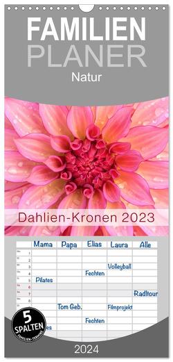 Familienplaner 2024 – Dahlien-Kronen mit 5 Spalten (Wandkalender, 21 x 45 cm) CALVENDO von Plett,  Rainer