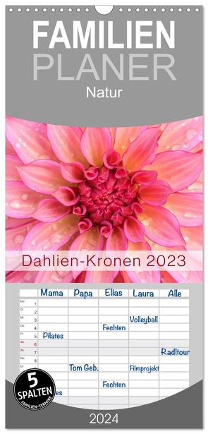 Familienplaner 2024 – Dahlien-Kronen mit 5 Spalten (Wandkalender, 21 x 45 cm) CALVENDO von Plett,  Rainer