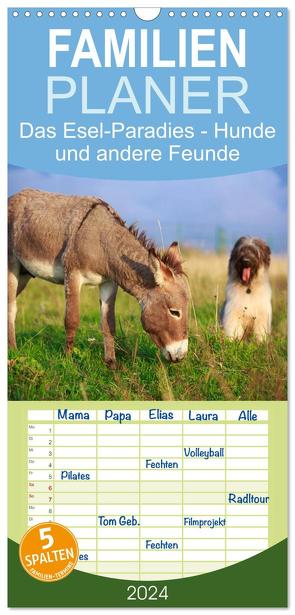 Familienplaner 2024 – Das Esel-Paradies – Hunde und andere Feunde mit 5 Spalten (Wandkalender, 21 x 45 cm) CALVENDO von Stanzer,  Elisabeth