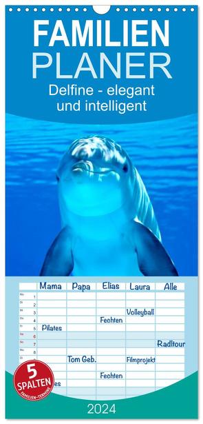 Familienplaner 2024 – Delfine – elegant und intelligent mit 5 Spalten (Wandkalender, 21 x 45 cm) CALVENDO von Roder,  Peter