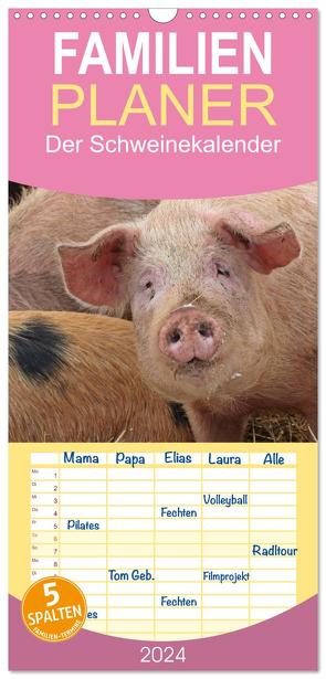 Familienplaner 2024 – Der Schweinekalender mit 5 Spalten (Wandkalender, 21 x 45 cm) CALVENDO von Schmutzler-Schaub,  Christine