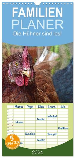 Familienplaner 2024 – Die Hühner sind los! mit 5 Spalten (Wandkalender, 21 x 45 cm) CALVENDO von M. Laube,  Lucy