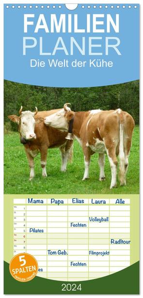 Familienplaner 2024 – Die Welt der Kühe mit 5 Spalten (Wandkalender, 21 x 45 cm) CALVENDO von Kattobello,  Kattobello