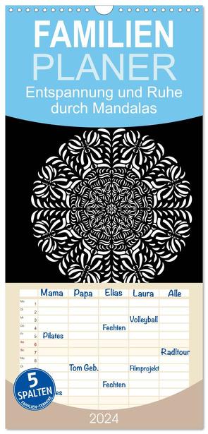 Familienplaner 2024 – Entspannung und Ruhe durch Mandalas mit 5 Spalten (Wandkalender, 21 x 45 cm) CALVENDO von Langenkamp,  Heike