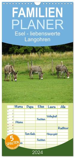 Familienplaner 2024 – Esel – liebenswerte Langohren mit 5 Spalten (Wandkalender, 21 x 45 cm) CALVENDO von Hutterer,  Christine