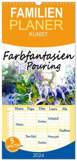 Familienplaner 2024 – Farbfantasien – Pouring mit 5 Spalten (Wandkalender, 21 x 45 cm) CALVENDO von Thomas,  Natalja
