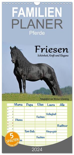 Familienplaner 2024 – Friesen – Schönheit, Kraft und Eleganz mit 5 Spalten (Wandkalender, 21 x 45 cm) CALVENDO von Schmäing,  Werner