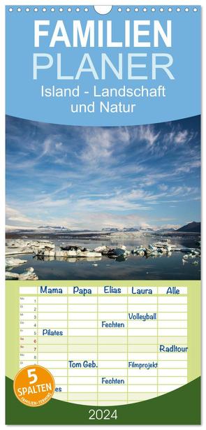 Familienplaner 2024 – Island – Landschaft und Natur mit 5 Spalten (Wandkalender, 21 x 45 cm) CALVENDO von Rusch - www.w-rusch.de,  Winfried