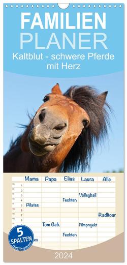 Familienplaner 2024 – Kaltblut – schwere Pferde mit Herz mit 5 Spalten (Wandkalender, 21 x 45 cm) CALVENDO von Bölts,  Meike