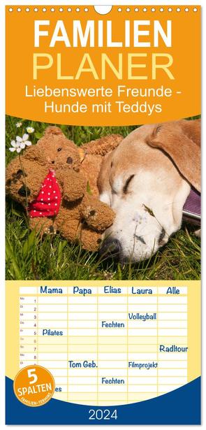 Familienplaner 2024 – Liebenswerte Freunde – Hunde mit Teddys mit 5 Spalten (Wandkalender, 21 x 45 cm) CALVENDO von Bölts,  Meike