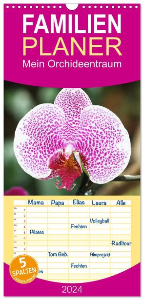 Familienplaner 2024 – Mein Orchideentraum mit 5 Spalten (Wandkalender, 21 x 45 cm) CALVENDO von Kruse,  Gisela