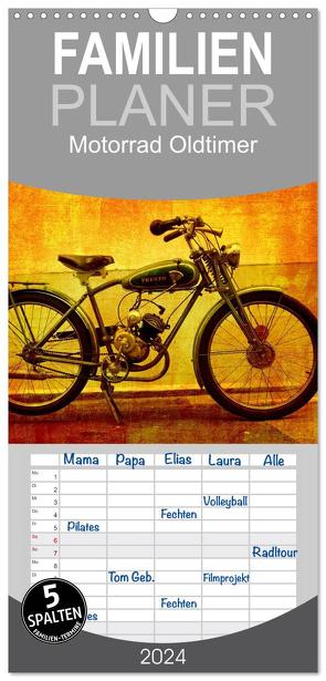 Familienplaner 2024 – Motorrad Oldtimer mit 5 Spalten (Wandkalender, 21 x 45 cm) CALVENDO von Siebenhühner,  Gabi
