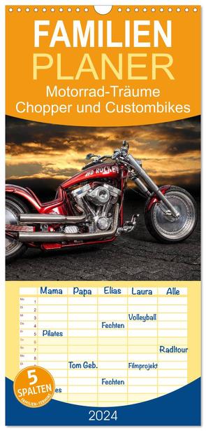 Familienplaner 2024 – Motorrad-Träume – Chopper und Custombikes mit 5 Spalten (Wandkalender, 21 x 45 cm) CALVENDO von Pohl,  Michael