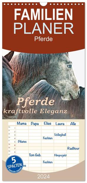 Familienplaner 2024 – Pferde – kraftvolle Eleganz mit 5 Spalten (Wandkalender, 21 x 45 cm) CALVENDO von Brunner-Klaus,  Liselotte