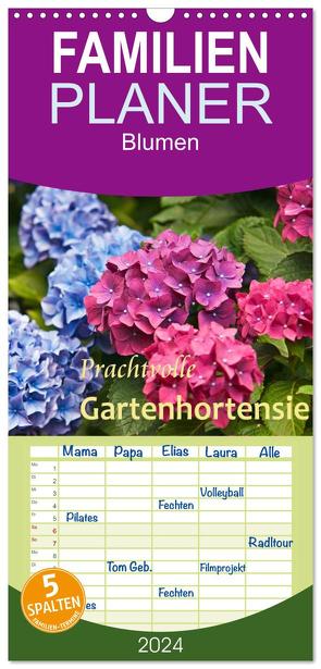 Familienplaner 2024 – Prachtvolle Gartenhortensie mit 5 Spalten (Wandkalender, 21 x 45 cm) CALVENDO von Keller,  Bernd