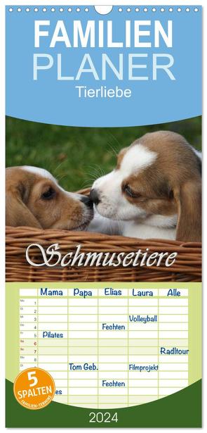 Familienplaner 2024 – Schmusetiere mit 5 Spalten (Wandkalender, 21 x 45 cm) CALVENDO von Lindert-Rottke,  Antje