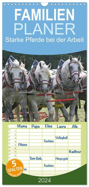 Familienplaner 2024 – Starke Pferde bei der Arbeit mit 5 Spalten (Wandkalender, 21 x 45 cm) CALVENDO von Lindert-Rottke,  Antje