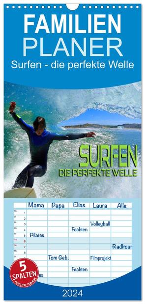 Familienplaner 2024 – Surfen – die perfekte Welle mit 5 Spalten (Wandkalender, 21 x 45 cm) CALVENDO von Bleicher,  Renate
