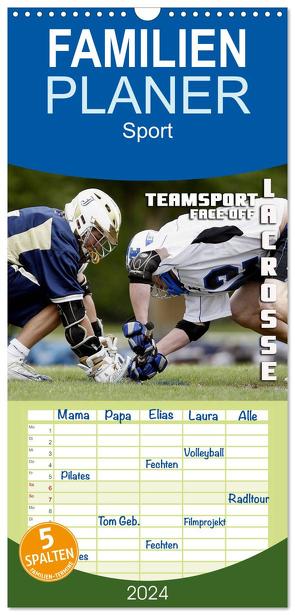 Familienplaner 2024 – Teamsport Lacrosse – Face-off mit 5 Spalten (Wandkalender, 21 x 45 cm) CALVENDO von Bleicher,  Renate
