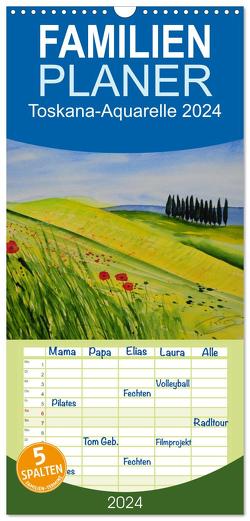 Familienplaner 2024 – Toskana-Aquarelle 2024 mit 5 Spalten (Wandkalender, 21 x 45 cm) CALVENDO von Ilona Baumann,  Roswita