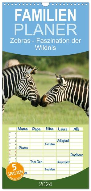 Familienplaner 2024 – Zebras – Faszination der Wildnis mit 5 Spalten (Wandkalender, 21 x 45 cm) CALVENDO von Haase,  Nadine