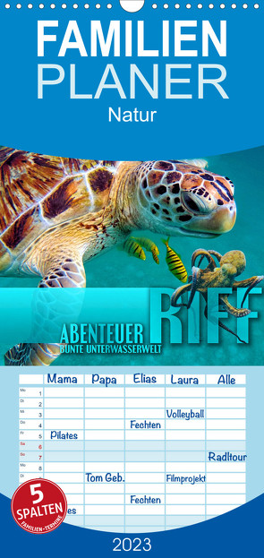 Familienplaner Abenteuer Riff – bunte Unterwasserwelt (Wandkalender 2023 , 21 cm x 45 cm, hoch) von Utz,  Renate