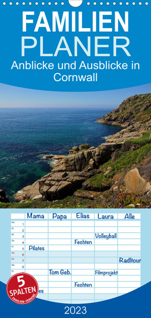 Familienplaner Anblicke und Ausblicke in Cornwall (Wandkalender 2023 , 21 cm x 45 cm, hoch) von Schäfer,  Ulrike
