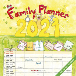 Familienplaner Cartoon 2021 – Broschürenkalender 30×30 cm (30×60 geöffnet) – Family planner – mit 6 Spalten u. Ferienterminen – viel Platz für Notizen – Alpha Edition