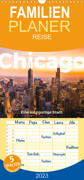 Familienplaner Chicago – Eine einzigartige Stadt. (Wandkalender 2023 , 21 cm x 45 cm, hoch) von Scott,  M.