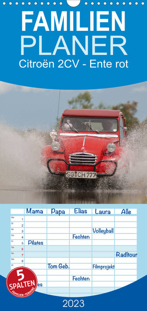 Familienplaner Citroën 2CV – Ente rot (Wandkalender 2023 , 21 cm x 45 cm, hoch) von Bölts,  Meike