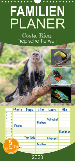 Familienplaner Costa Rica – Tropische Tierwelt (Wandkalender 2023 , 21 cm x 45 cm, hoch) von Eßer,  Kevin