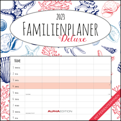 Familienplaner Deluxe 2023 – Broschürenkalender 30×30 cm (30×60 geöffnet) – Kalender mit Platz für Notizen – 5 Spalten – Bildkalender – Wandkalender